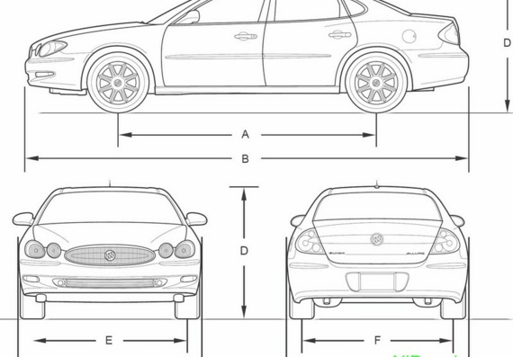 Buick Allure (2007) (Buick Allure (2007)) there are drawings of the car